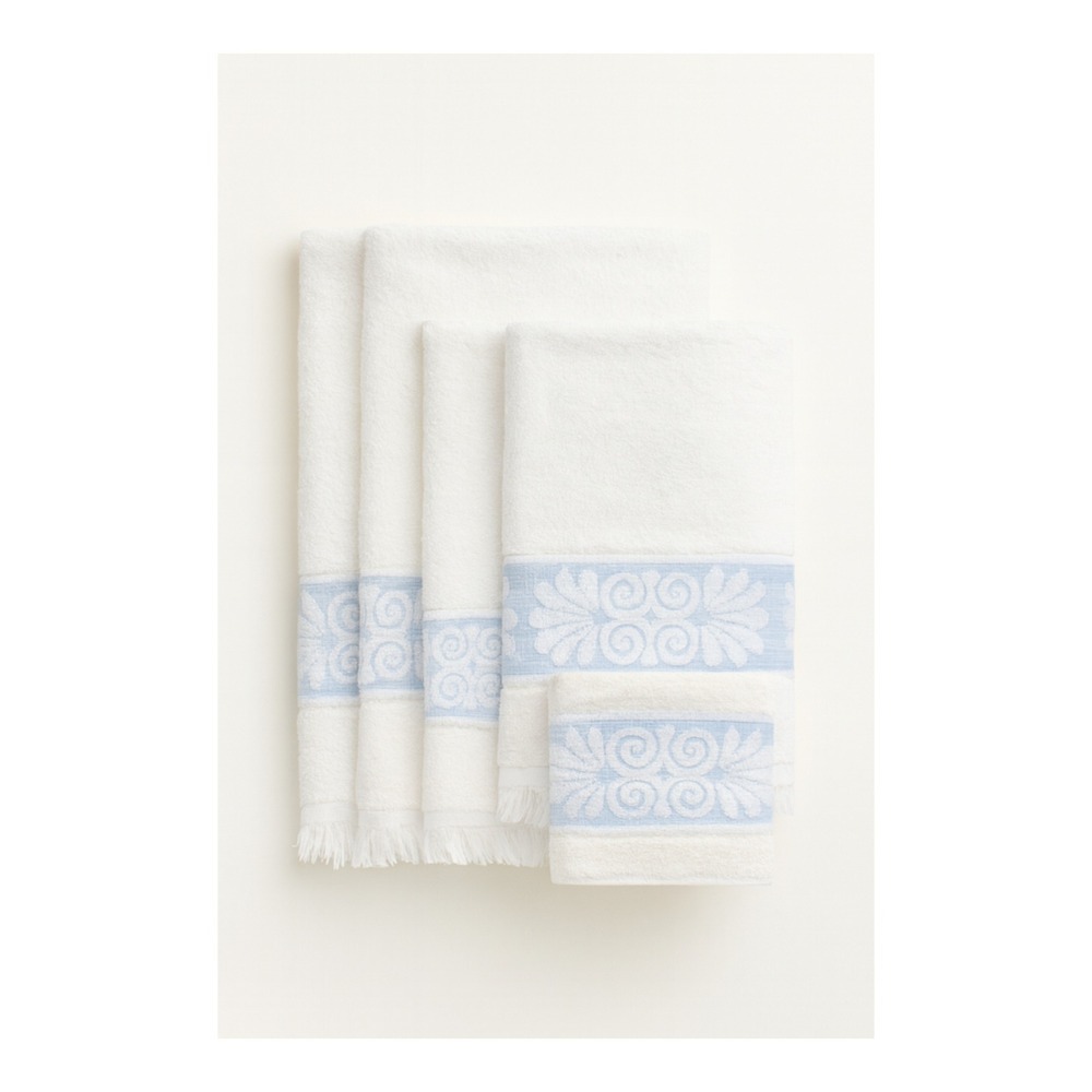 Vintage Cannon Towel Set Cream Blue Retro Cottagecore Boho
